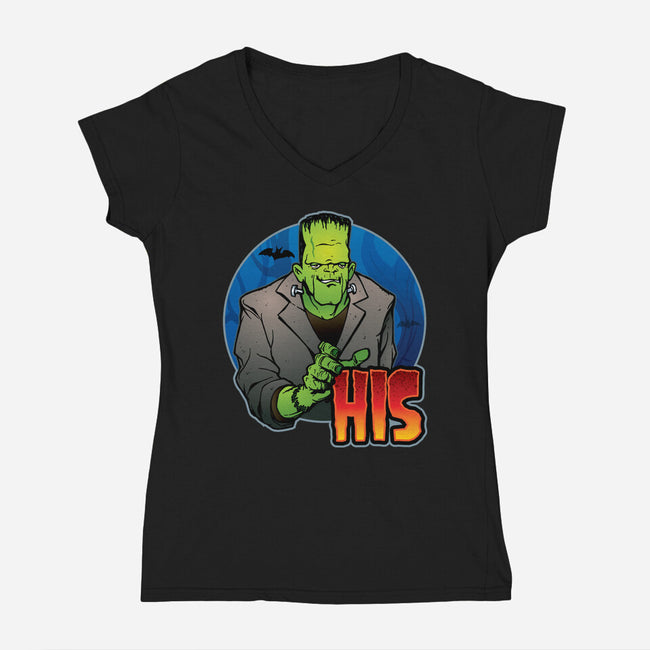 The Creature And Bride-Womens-V-Neck-Tee-DraganMac