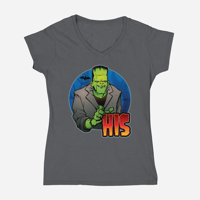 The Creature And Bride-Womens-V-Neck-Tee-DraganMac