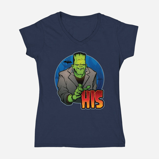 The Creature And Bride-Womens-V-Neck-Tee-DraganMac