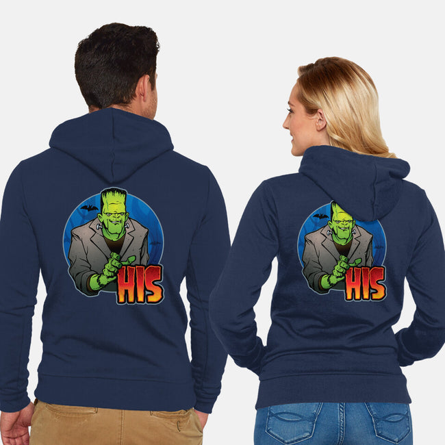 The Creature And Bride-Unisex-Zip-Up-Sweatshirt-DraganMac