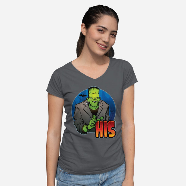 The Creature And Bride-Womens-V-Neck-Tee-DraganMac
