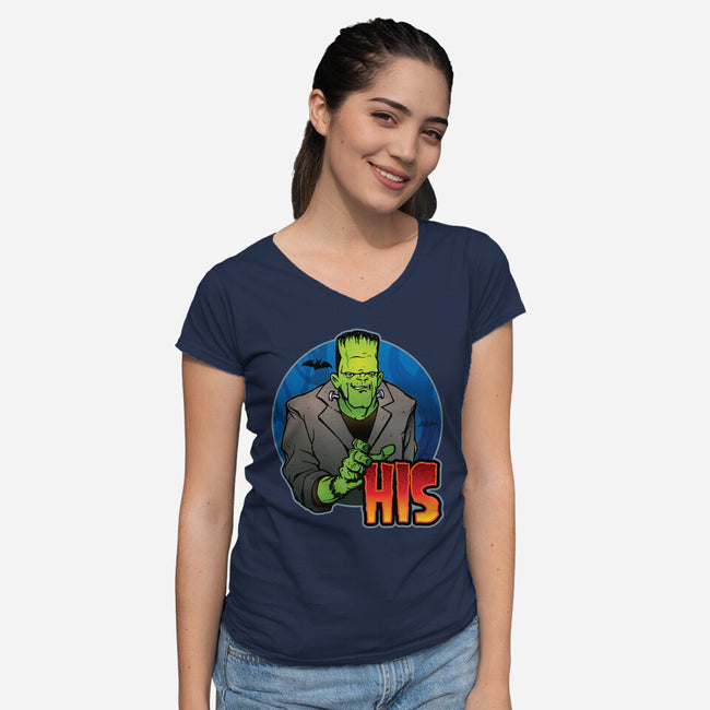The Creature And Bride-Womens-V-Neck-Tee-DraganMac