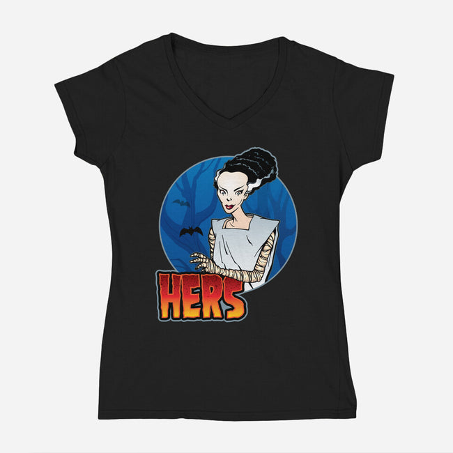 The Creature And His Bride-Womens-V-Neck-Tee-DraganMac
