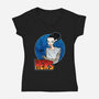 The Creature And His Bride-Womens-V-Neck-Tee-DraganMac