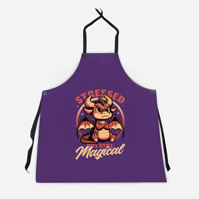 Stressed Cute Dragon-Unisex-Kitchen-Apron-Studio Mootant