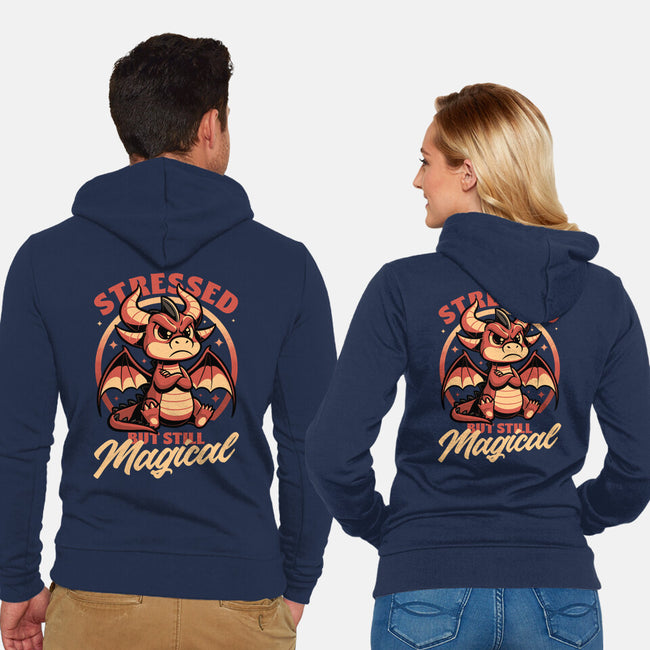 Stressed Cute Dragon-Unisex-Zip-Up-Sweatshirt-Studio Mootant