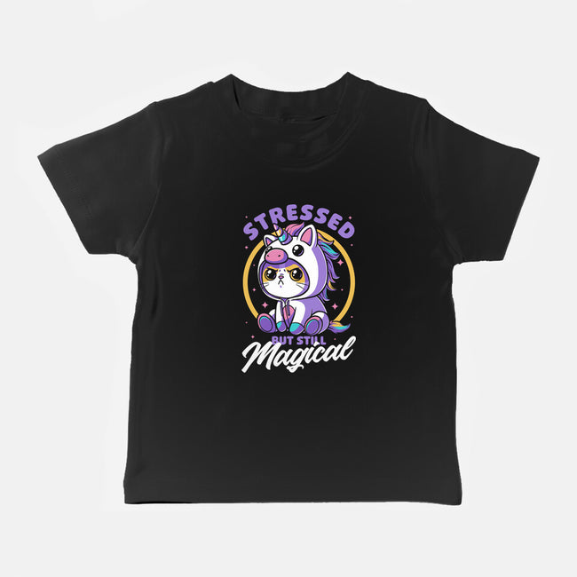 Stressed Cute Cat Unicorn-Baby-Basic-Tee-Studio Mootant