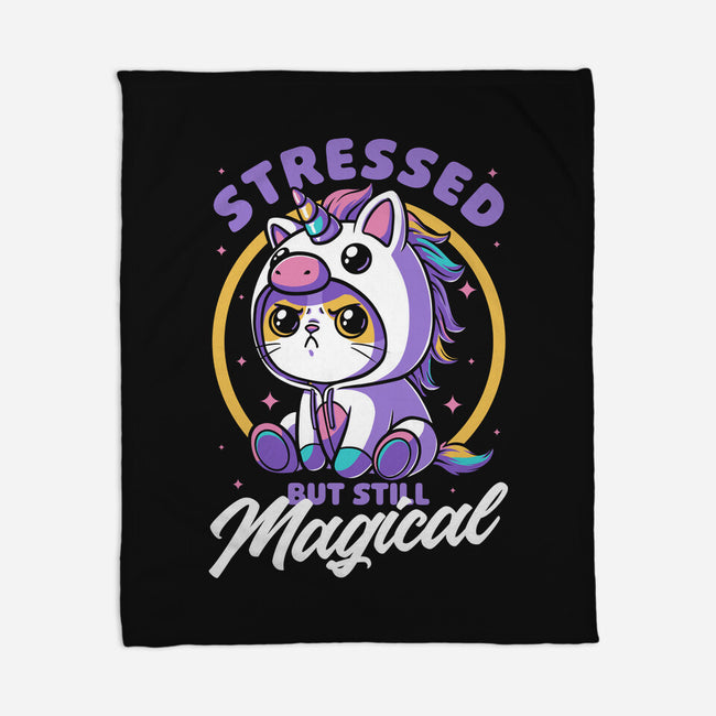 Stressed Cute Cat Unicorn-None-Fleece-Blanket-Studio Mootant