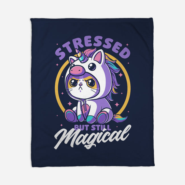 Stressed Cute Cat Unicorn-None-Fleece-Blanket-Studio Mootant