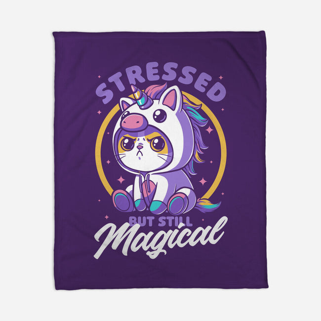 Stressed Cute Cat Unicorn-None-Fleece-Blanket-Studio Mootant