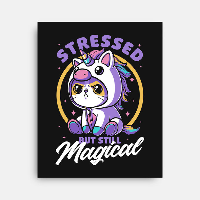 Stressed Cute Cat Unicorn-None-Stretched-Canvas-Studio Mootant
