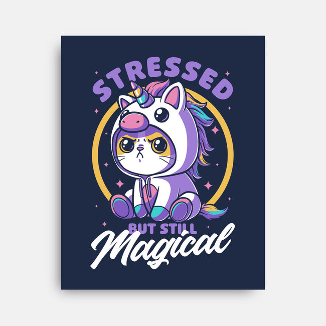 Stressed Cute Cat Unicorn-None-Stretched-Canvas-Studio Mootant