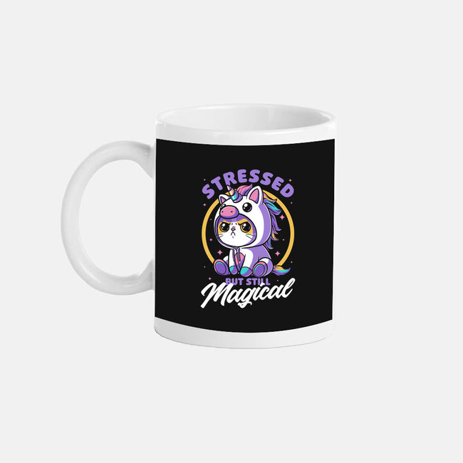 Stressed Cute Cat Unicorn-None-Mug-Drinkware-Studio Mootant