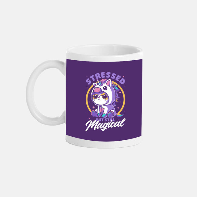 Stressed Cute Cat Unicorn-None-Mug-Drinkware-Studio Mootant