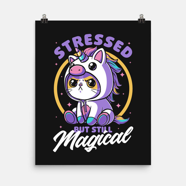 Stressed Cute Cat Unicorn-None-Matte-Poster-Studio Mootant