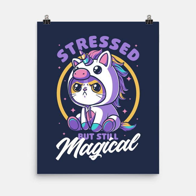 Stressed Cute Cat Unicorn-None-Matte-Poster-Studio Mootant