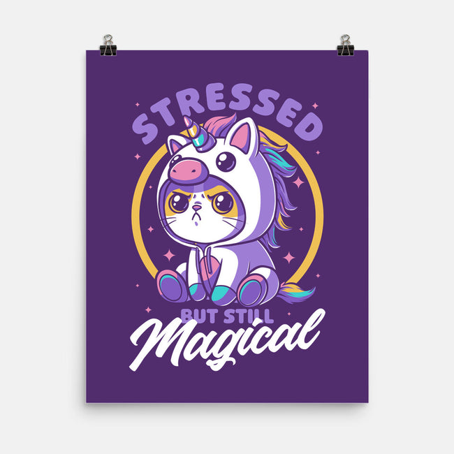 Stressed Cute Cat Unicorn-None-Matte-Poster-Studio Mootant