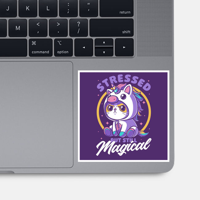 Stressed Cute Cat Unicorn-None-Glossy-Sticker-Studio Mootant