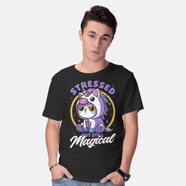 Stressed Cute Cat Unicorn-Mens-Basic-Tee-Studio Mootant
