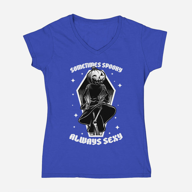 Spooky Reaper Pumpking-Womens-V-Neck-Tee-Studio Mootant