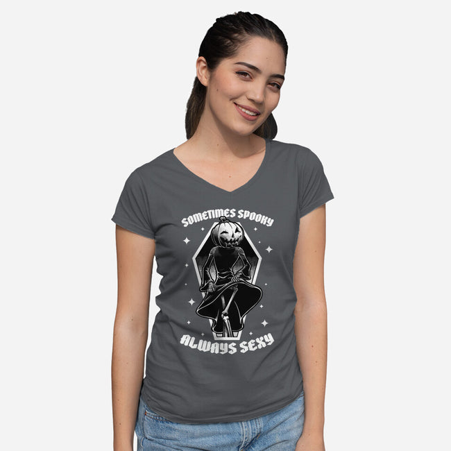 Spooky Reaper Pumpking-Womens-V-Neck-Tee-Studio Mootant