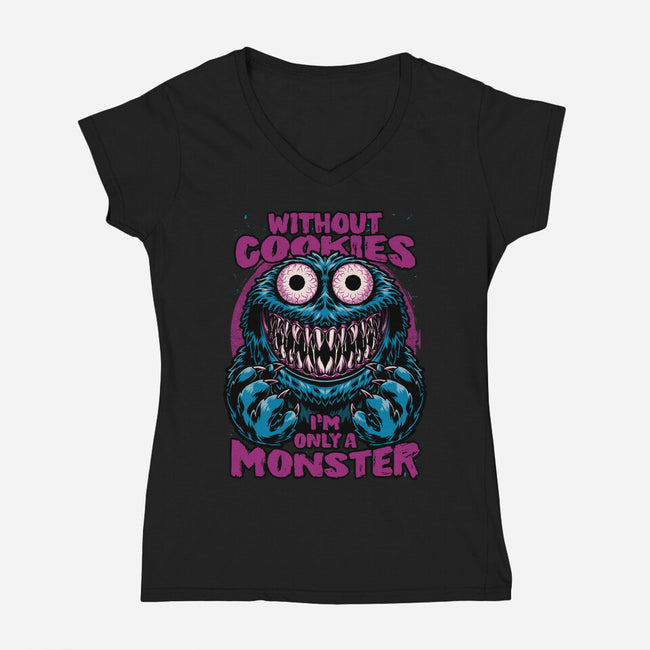 A Monster Without Cookies-Womens-V-Neck-Tee-Studio Mootant