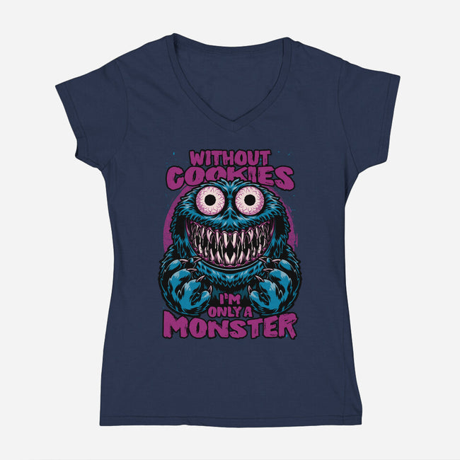 A Monster Without Cookies-Womens-V-Neck-Tee-Studio Mootant