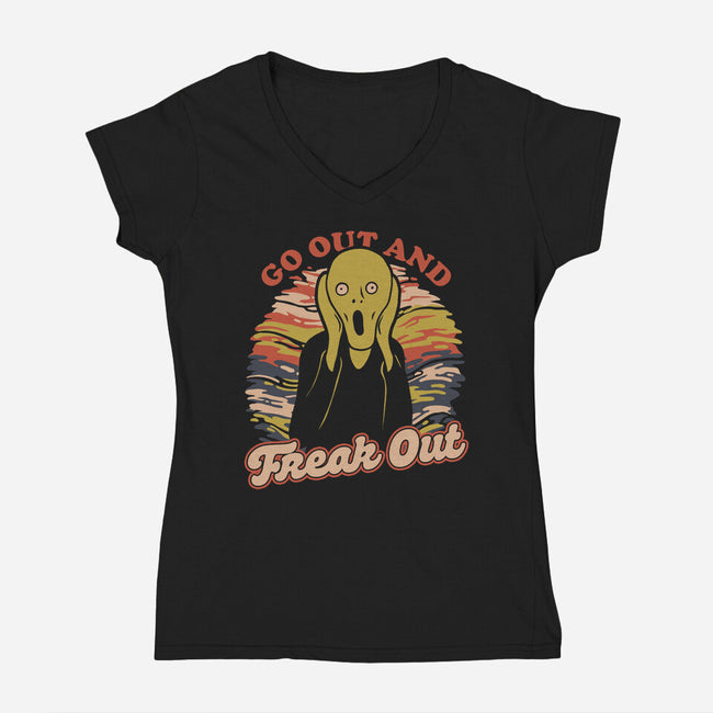 Freak Out Painting-Womens-V-Neck-Tee-Studio Mootant