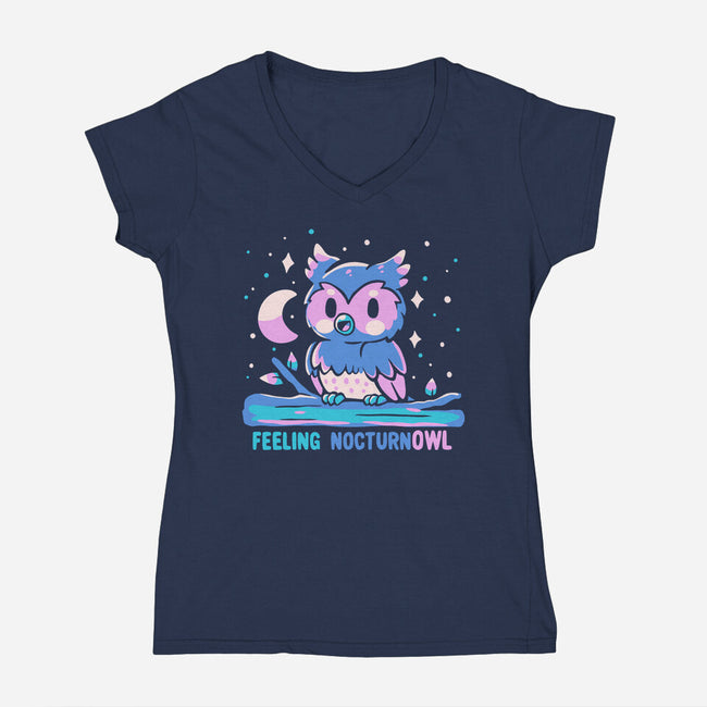 Feeling Nocturnowl-Womens-V-Neck-Tee-TechraNova