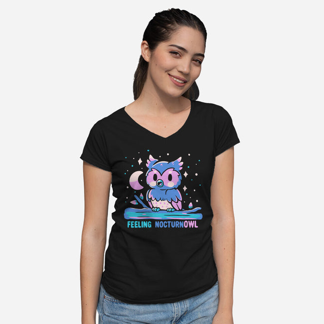 Feeling Nocturnowl-Womens-V-Neck-Tee-TechraNova