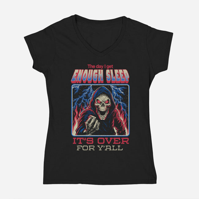 The Day I Get Enough Sleep-Womens-V-Neck-Tee-eduely
