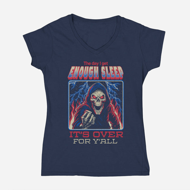 The Day I Get Enough Sleep-Womens-V-Neck-Tee-eduely