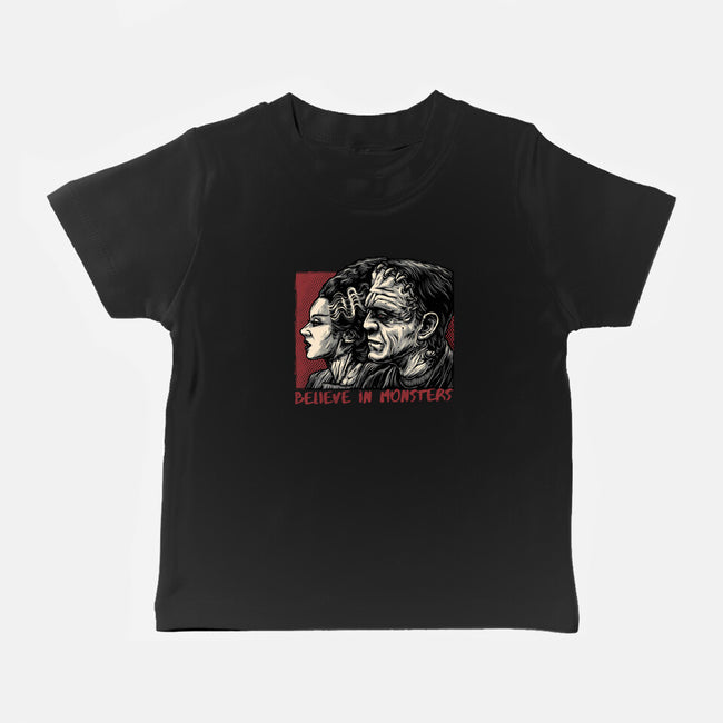 Believe In Monsters-Baby-Basic-Tee-glitchygorilla