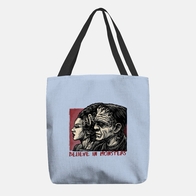 Believe In Monsters-None-Basic Tote-Bag-glitchygorilla