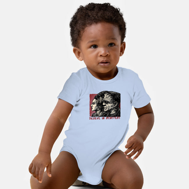 Believe In Monsters-Baby-Basic-Onesie-glitchygorilla