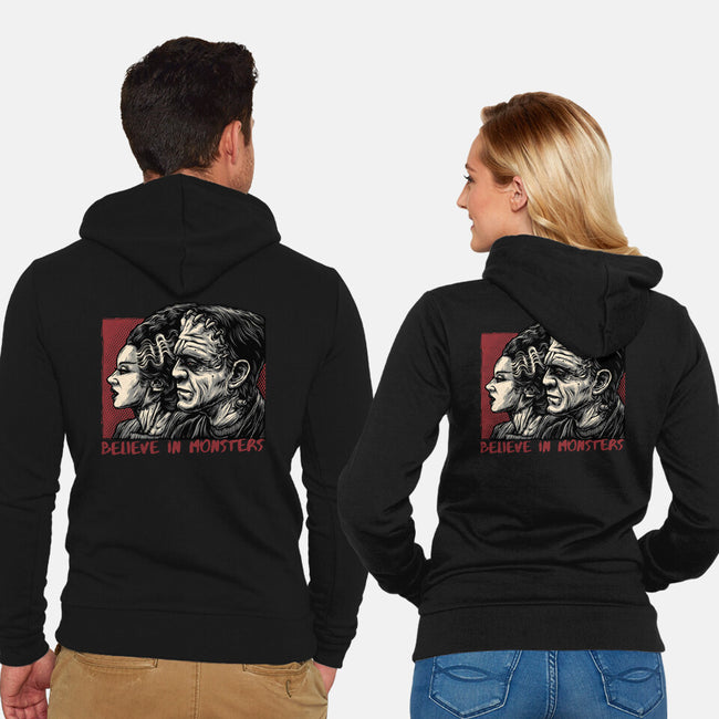 Believe In Monsters-Unisex-Zip-Up-Sweatshirt-glitchygorilla