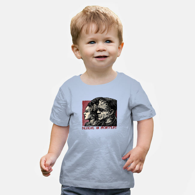 Believe In Monsters-Baby-Basic-Tee-glitchygorilla