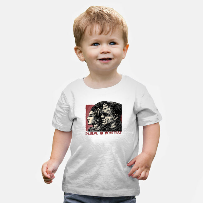 Believe In Monsters-Baby-Basic-Tee-glitchygorilla