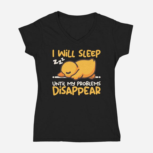 Sleeping Duck With Problems-Womens-V-Neck-Tee-NemiMakeit