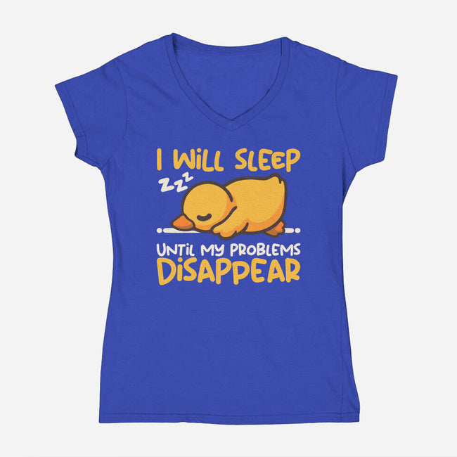 Sleeping Duck With Problems-Womens-V-Neck-Tee-NemiMakeit