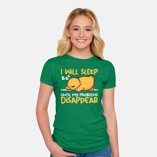 Sleeping Duck With Problems-Womens-Fitted-Tee-NemiMakeit