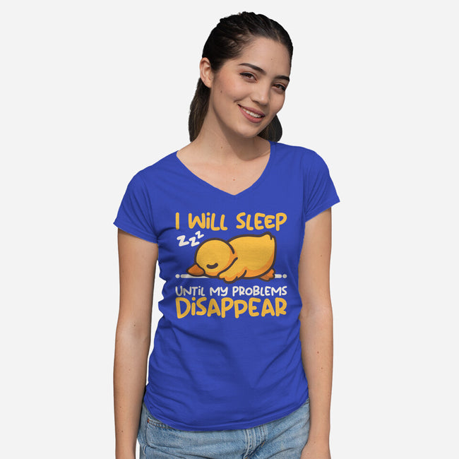 Sleeping Duck With Problems-Womens-V-Neck-Tee-NemiMakeit