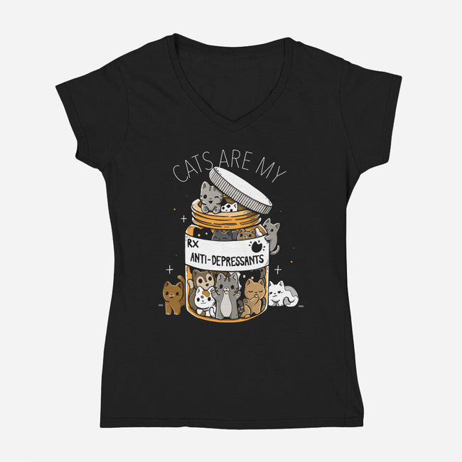 Cats Are My Anti-Depressants-Womens-V-Neck-Tee-Vallina84