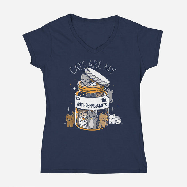 Cats Are My Anti-Depressants-Womens-V-Neck-Tee-Vallina84