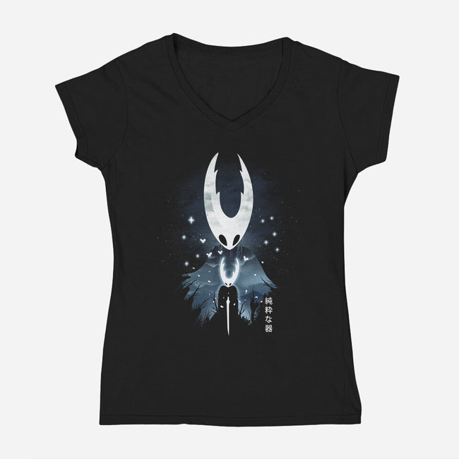 The Hollow Knight Landscape-Womens-V-Neck-Tee-dandingeroz