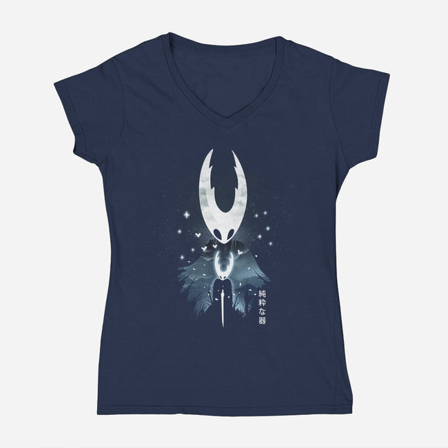 The Hollow Knight Landscape-Womens-V-Neck-Tee-dandingeroz