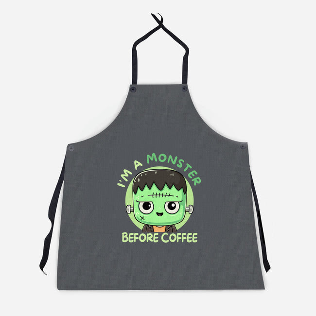 I'm A Monster Before Coffee-Unisex-Kitchen-Apron-Trendlory