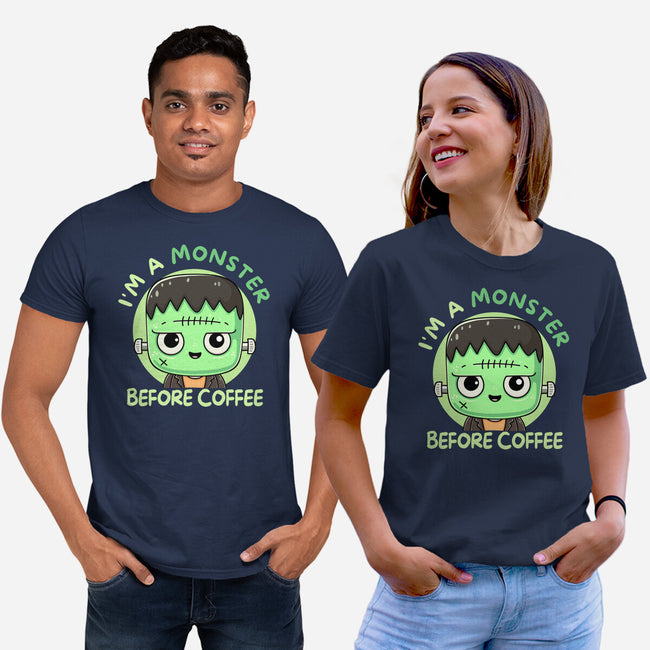 I'm A Monster Before Coffee-Unisex-Basic-Tee-Trendlory