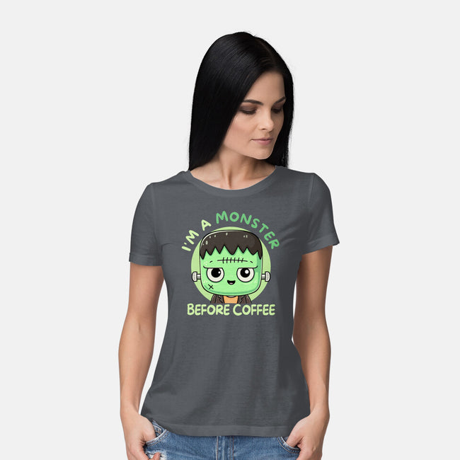 I'm A Monster Before Coffee-Womens-Basic-Tee-Trendlory