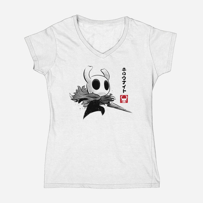 Hollow Knight Sumi-e-Womens-V-Neck-Tee-DrMonekers
